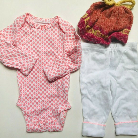 Baby Girl's Size NB Newborn Top, Pants, Hat - Picture 2 of 8